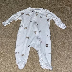 one piece baby boy farm print onesie